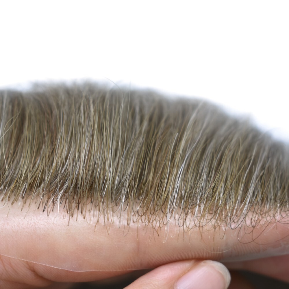 Mens Toupee Ultra Thin Skin Hair Replacement System Invisible V-Loop Hair Piece
