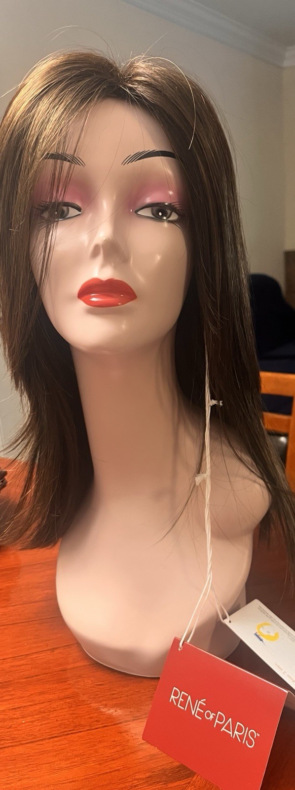 Rene of Paris Laine Wig Ginger Brown Straight Layered Side Part Basic Cap