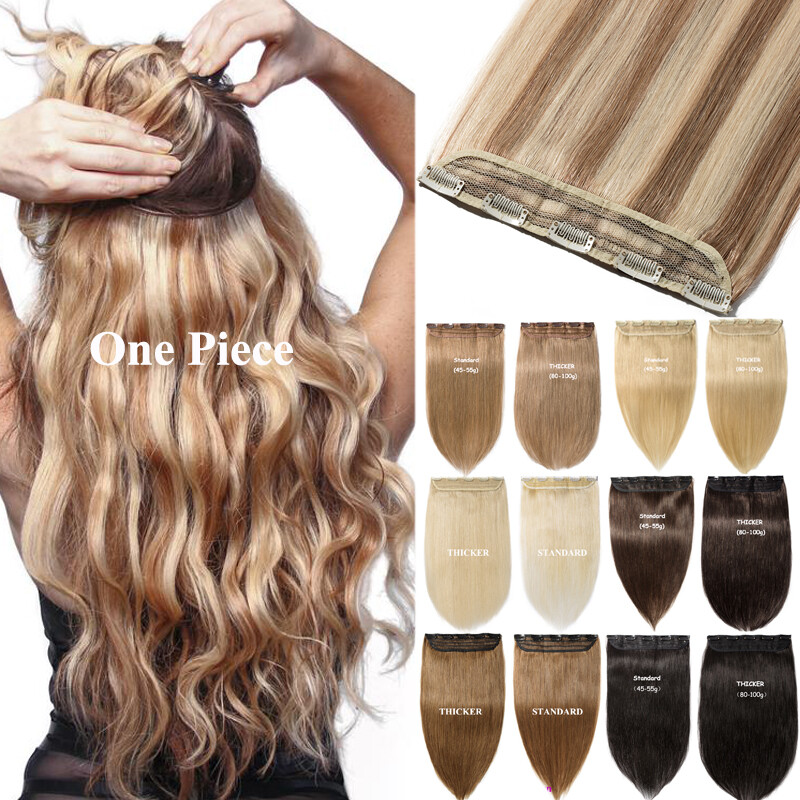 100g Thick One Piece 100% Remy Clip In Human Hair Extension 3/4Full Head Weft US