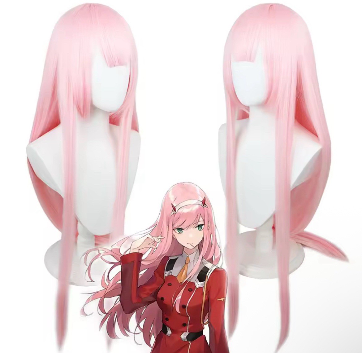 DARLING in the FRANXX Wigs Light Pink Zero Two Wig Party Costume Accessory
