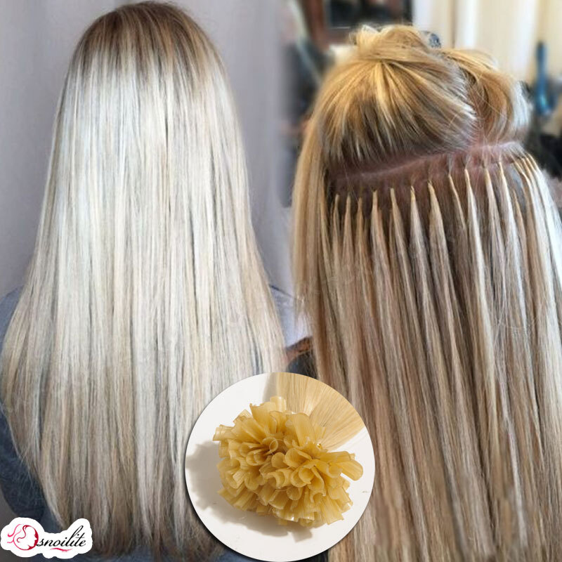 100G Pre Bonded Glue U Nail Tip Keratin Fusion Remy Human Hair Extensions 200PCS