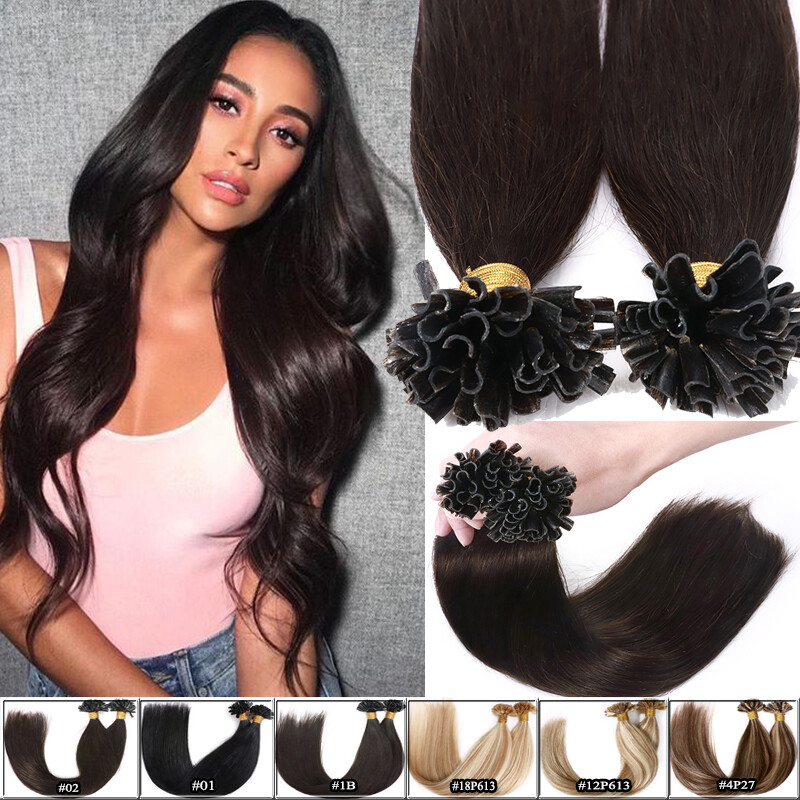 SMOOTH Pre Bonded U Tip Hair Extensions Fusion Keratin Nail REAL HUMAN Long 22″