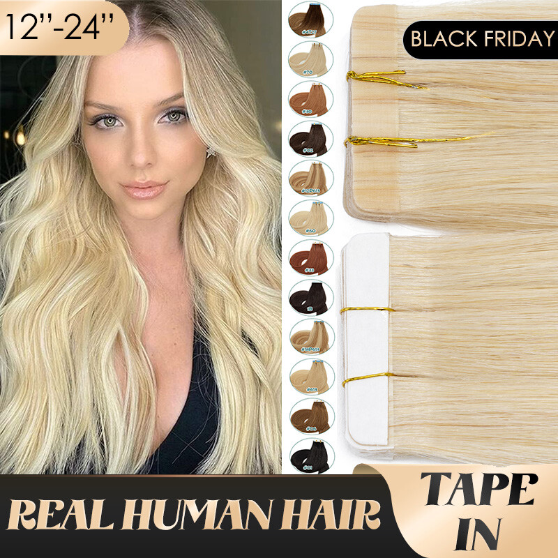 Invisible Tape In/ On 100% Human hair Extenzsions 100% Russian Hairpiece Blonde