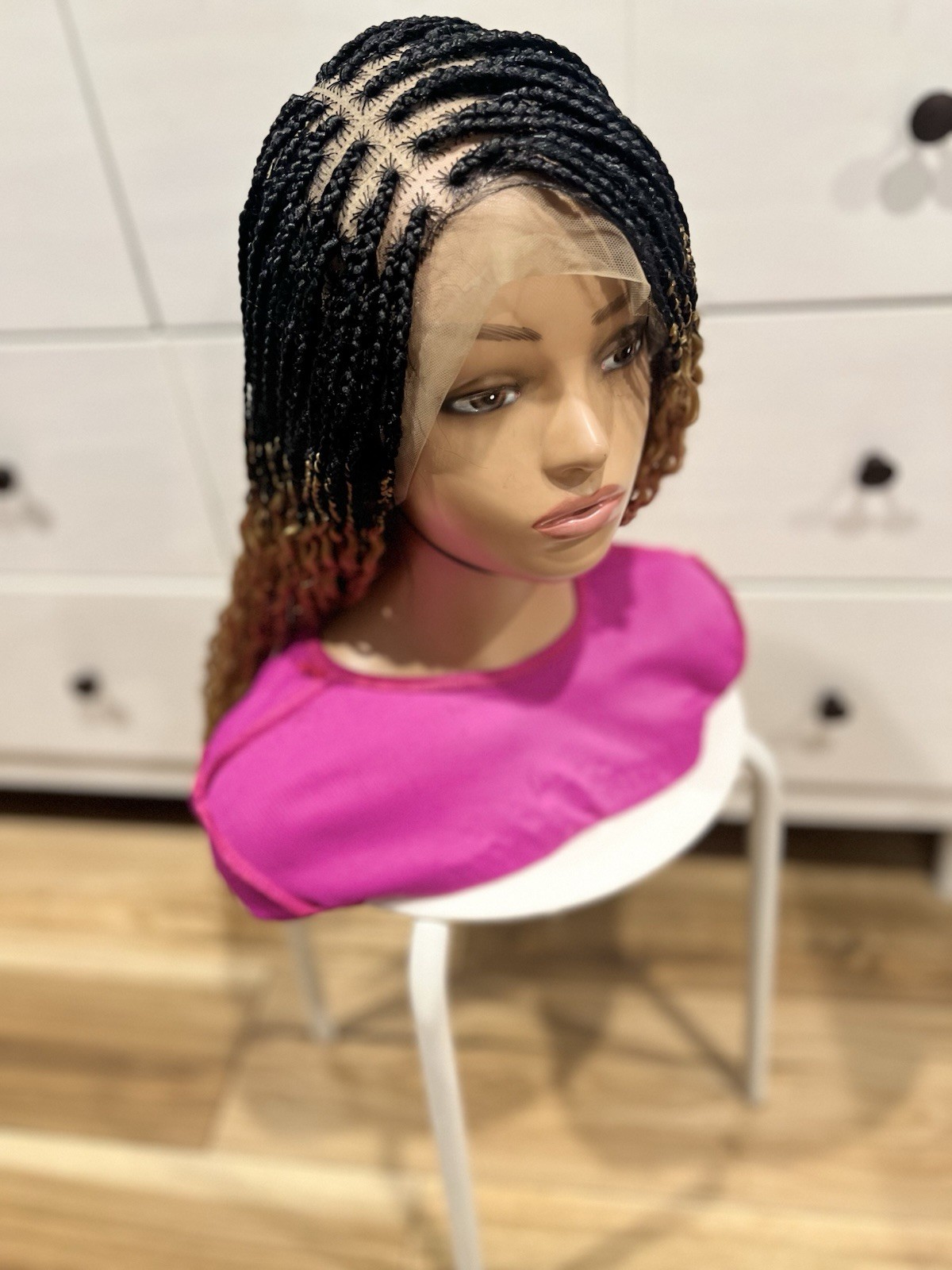 Braided Wavy Wig .. Full Lace Wig.color Is Gold & Black.The Length Is 24 Inches