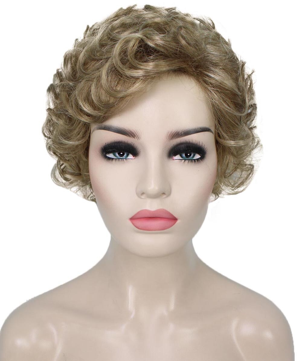 Monroe – Curly Kanekalon Synthetic Fiber Full Wig, 4 – 4.5 in, Ash Blonde