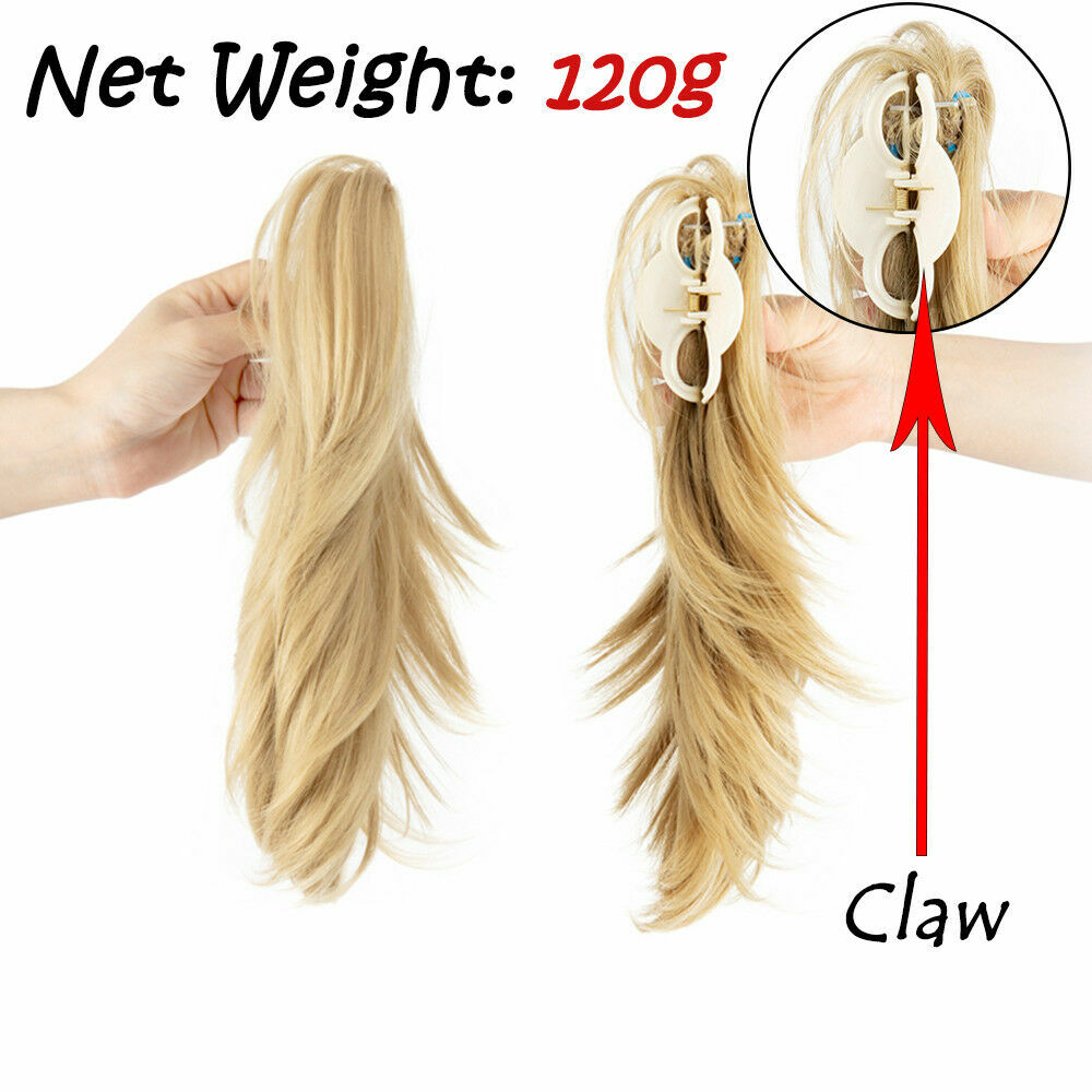 Natural As Human Messy Ponytail Hair Piece Claw In Hair Extension Short Wavy US