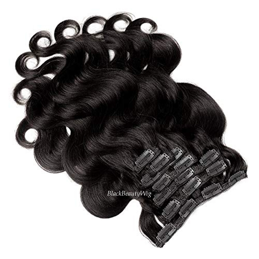 Long Wavy Clip in Human Hair Extension Brazilian Body Wave Clip on Hair 100-150g