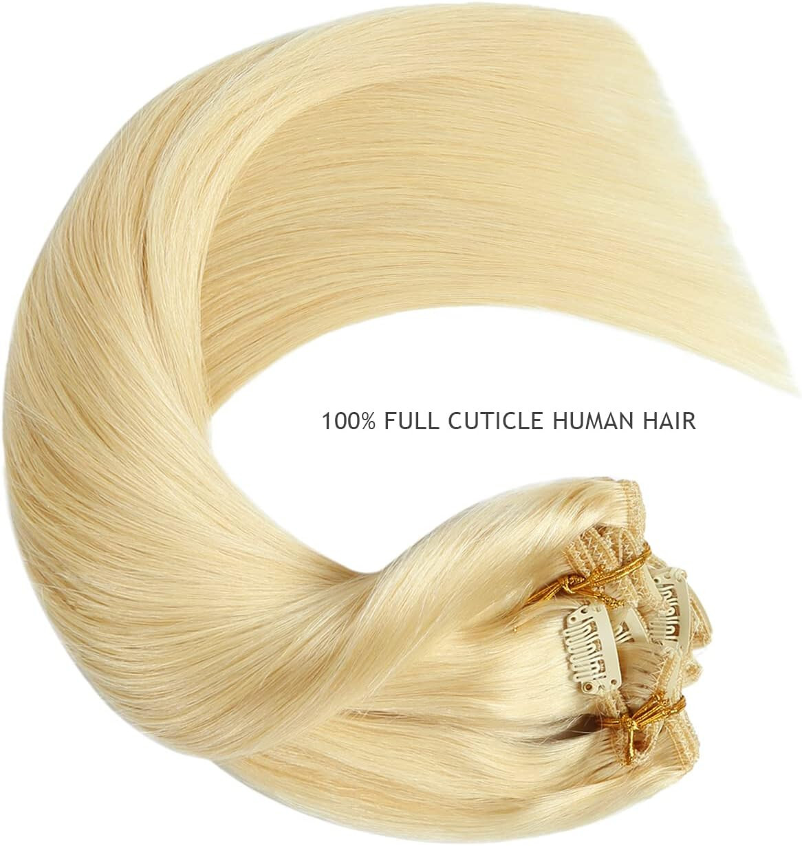 Clip in Hair Extensions Real Human Hair Durable Clip-on Sewn Wefts Hair 8pieces
