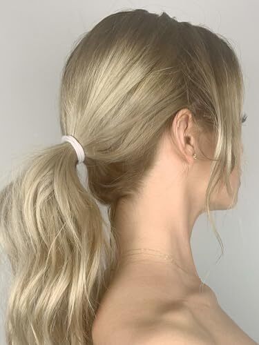 Seamless Hair Ties – – Skinny 6mm No Damage Ponytail Holders, Beige Blonde
