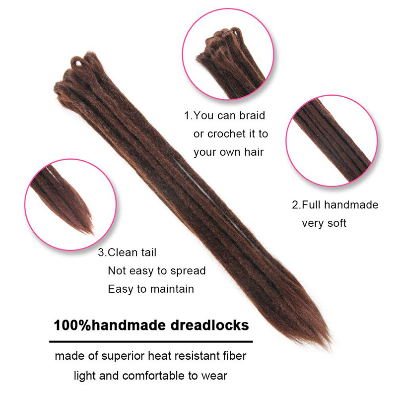 US 20”24” Dreadlocks Hair Extensions 100% Handmade Afro Twist Reggae Hair Unisex