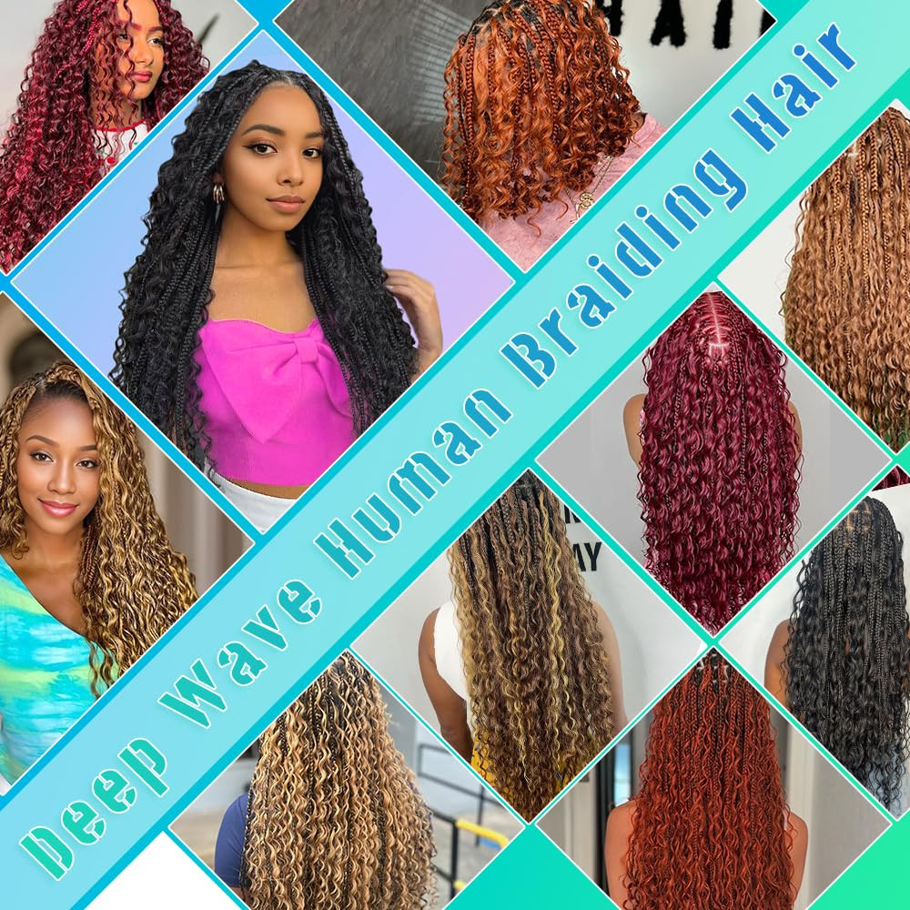 Human Braiding Hair 18 Inch 6 Bundles Human Hair Braiding Hair No Weft Deep Wave