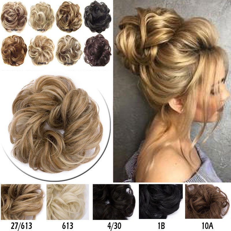 Synthetic Curly Hair Extensions Hairpiece Bun Updo Scrunchie Pony Tail As Human