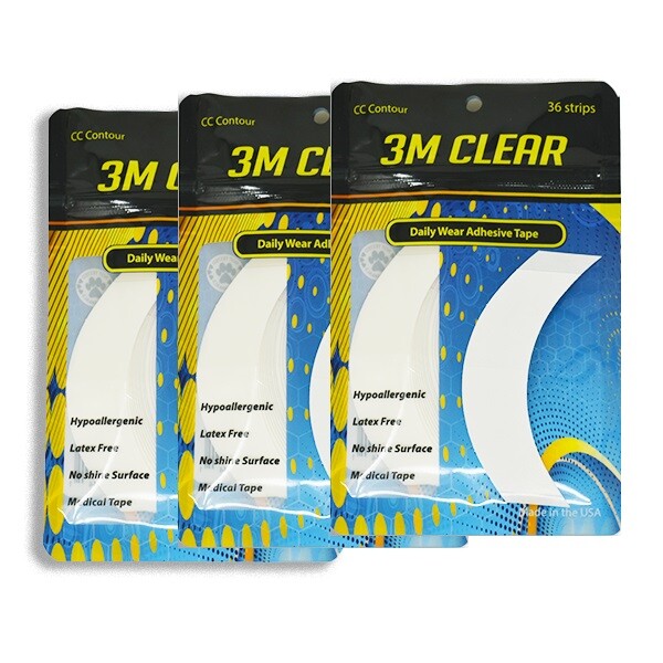 3M 1522 Double Sided Clear Daily Wear CC Contour 3/4″ X 3″ Wig Toupee 108 PCS