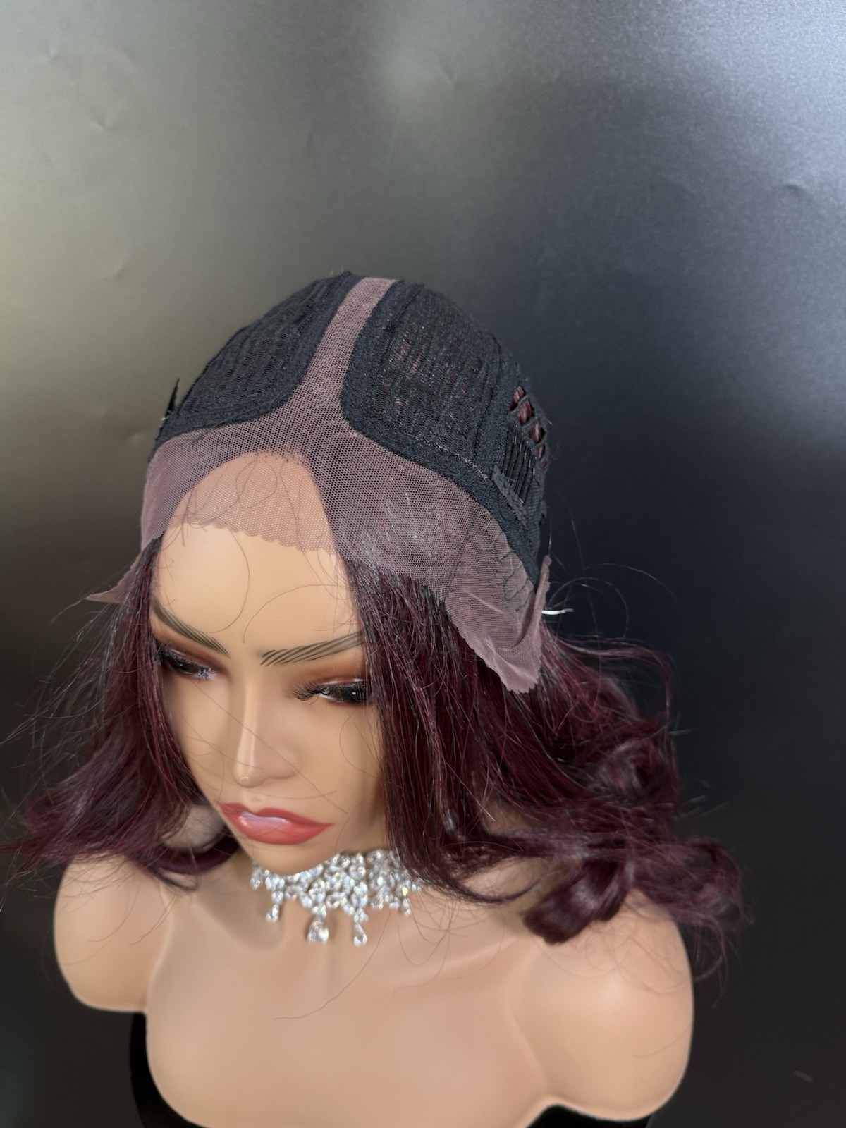 Wine Red burgundy wig 24 inch long Lace Front Middle Part
