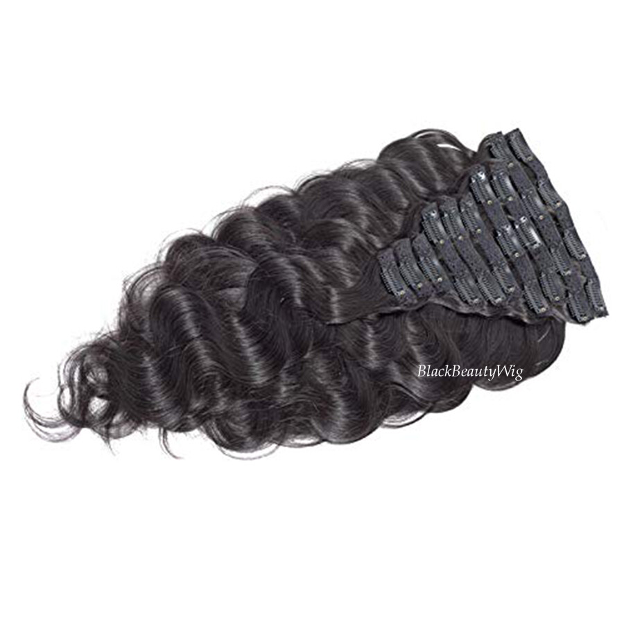 Long Wavy Clip in Human Hair Extension Brazilian Body Wave Clip on Hair 100-150g