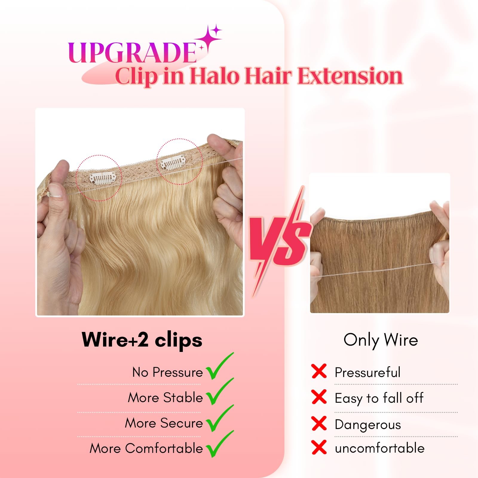 Rich Choices Halo Hair Extensions Real Human Hair Wave Wire In Hair Extensions
