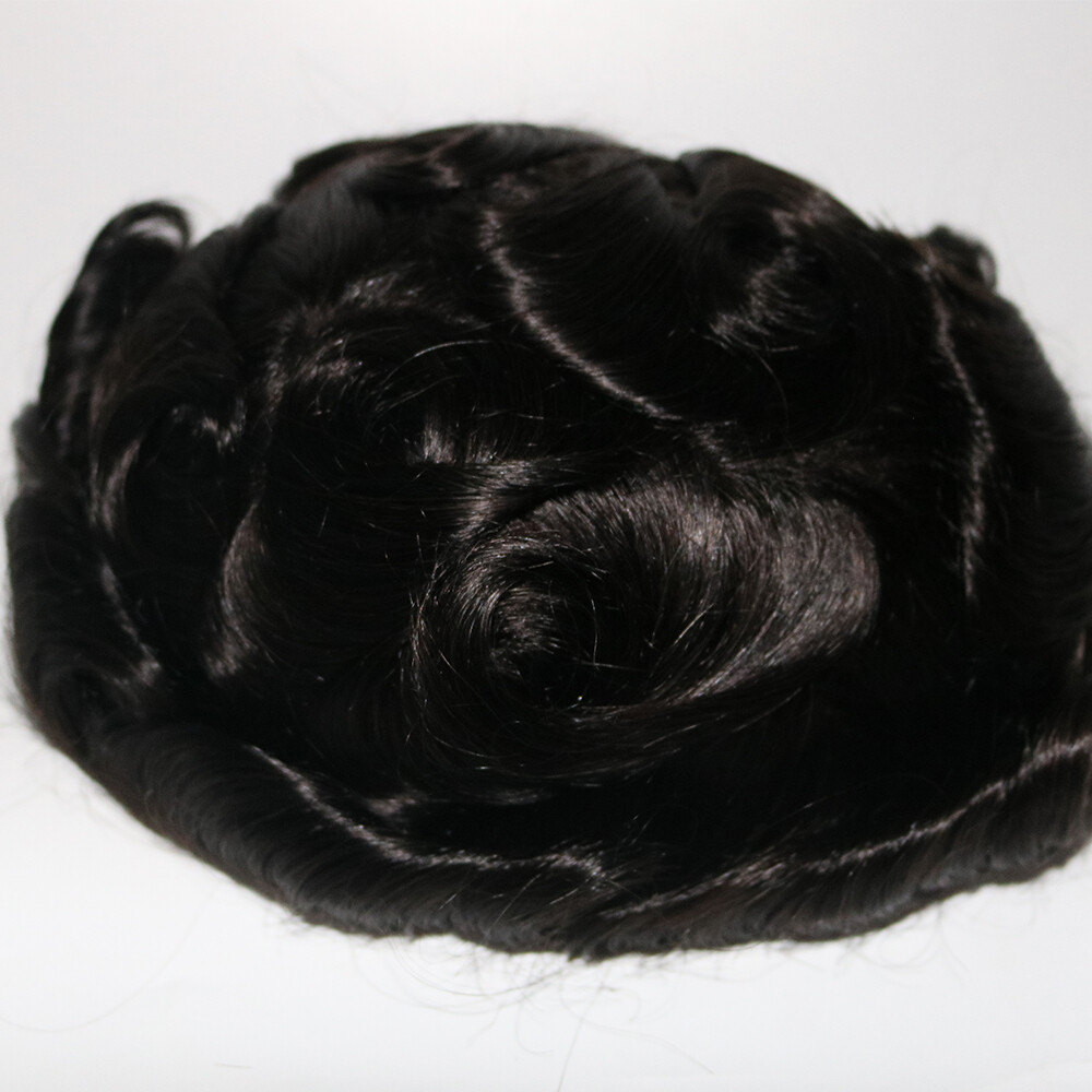 French Lace Front Mens Toupee Natural Hairline Human Hair System For Men Poly Sk