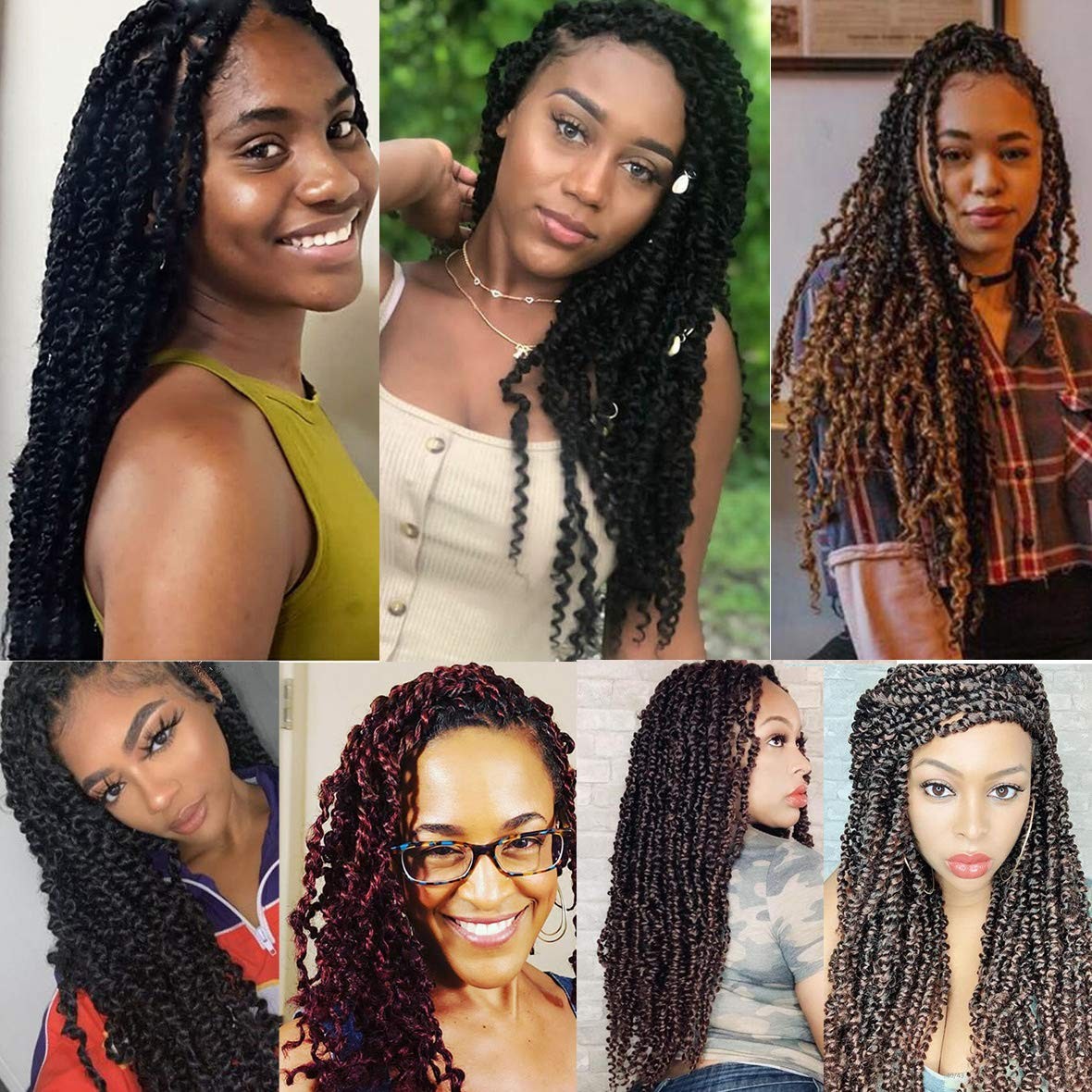 Leeven 8 Packs Pre-Twisted Passion Twists Synthetic Crochet Hair Extensions 12