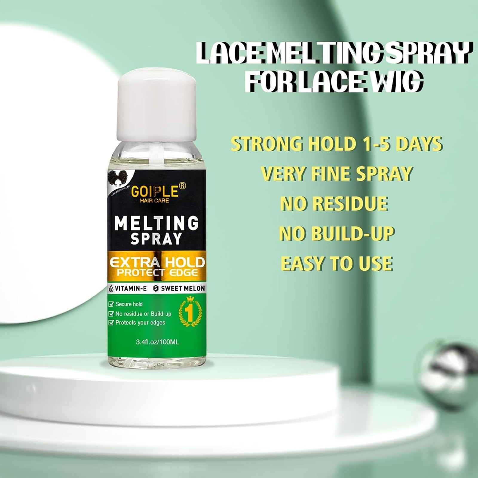 Lace Melting Spray – Glue-Less Hair Adhesive for Wigs & Extensions, Extra Hol…