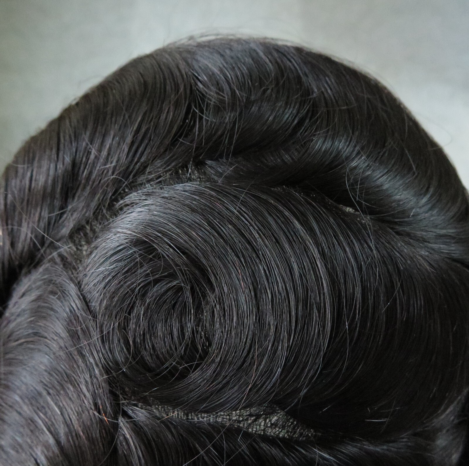Mens Toupee Human Hair Replacement System Gent Hairpiece Ultra PU Black 8X10 #1C