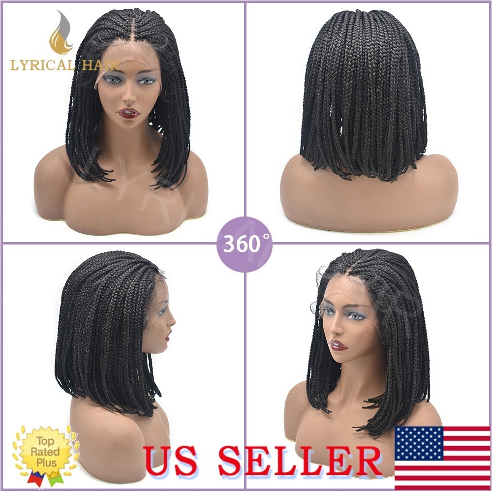 Hand Braided Lace Front Wigs For Black Women Box Braid Wig Synthetic Braids Hair