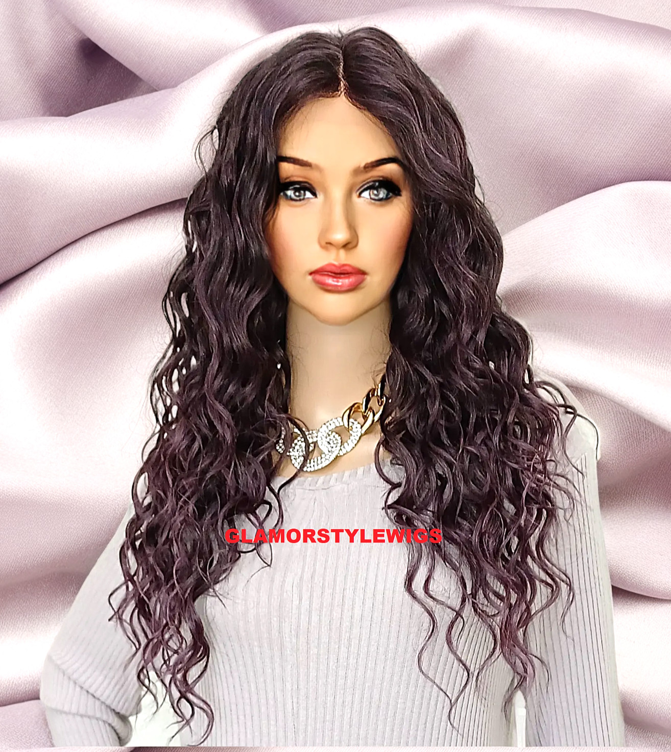 LACE FRONT FULL WIG LONG LAYERED WAVY BLACK PURPLE MIX HEAT OK NEW