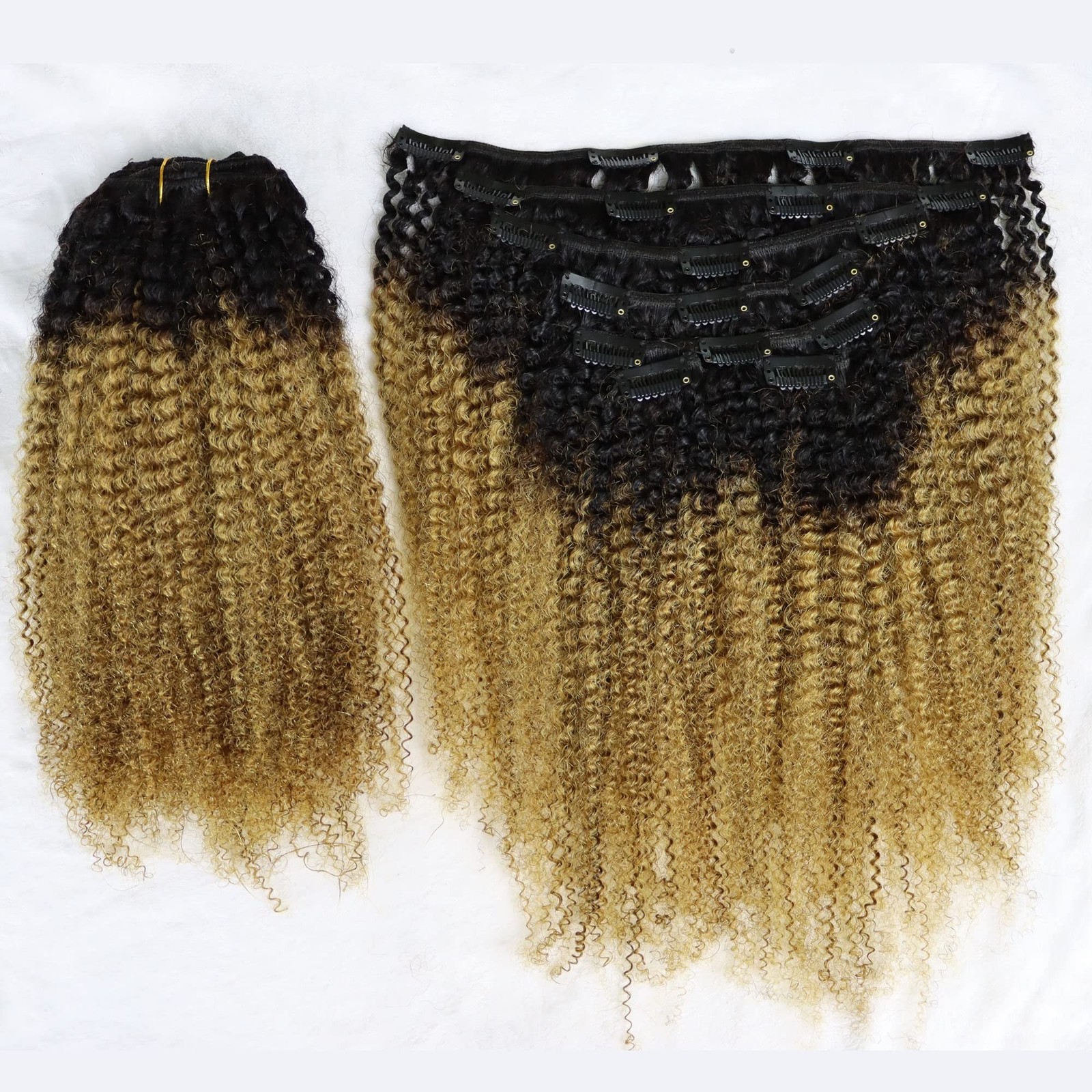Virgin Human Hair Clip In Extensions 4C Afro Kinky Curly, Kinky Str… Fast Ship