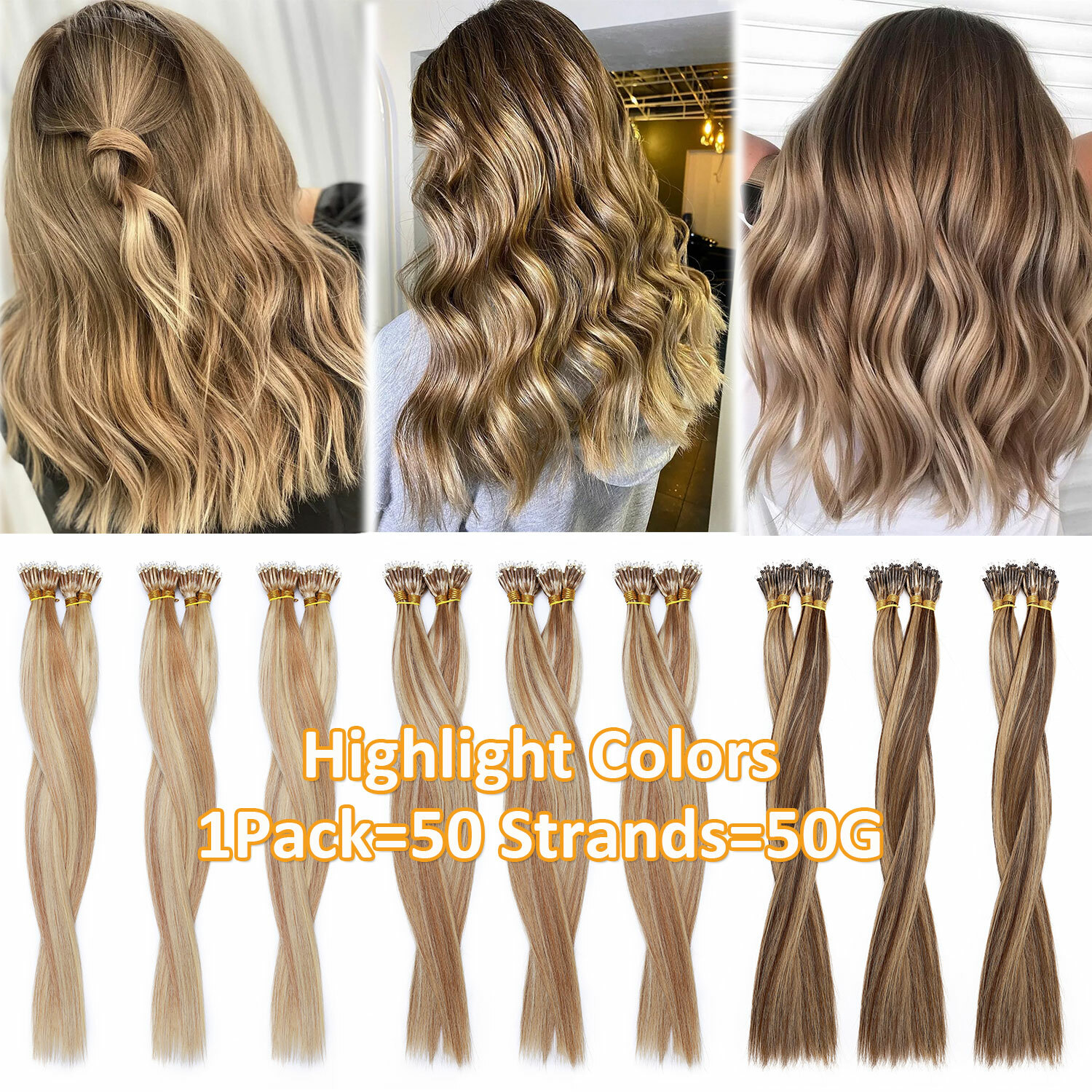 THICK Russian 100%Real Remy Human Hair Extensions Micro Nano Loop Ring Bead Link