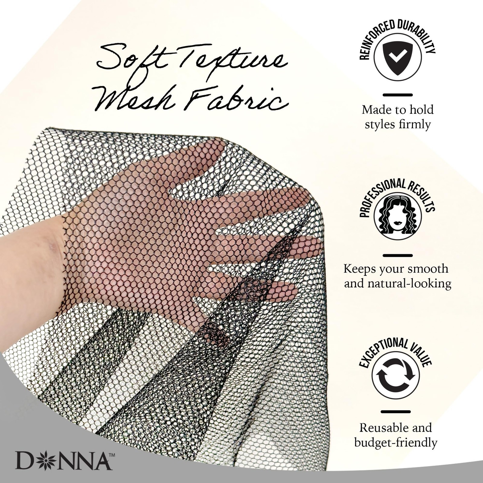 Deluxe Soft Weaving Net 17.5″ × 26″ – Triple Helix Structure Hair Net for Sew…