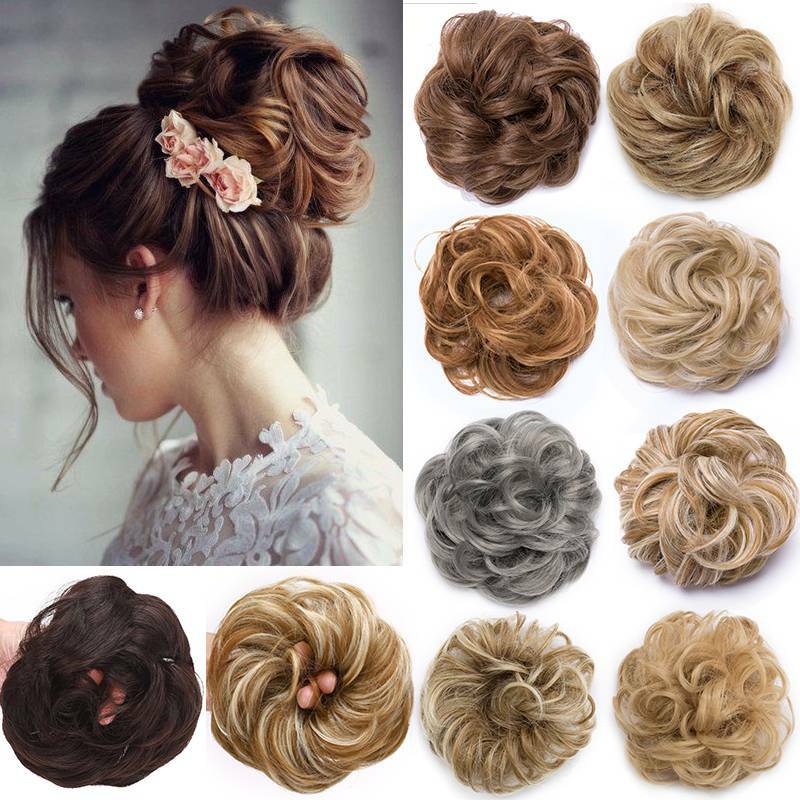 100% Real THICK Rose Messy Bun Elastic Band Hair Extensions As Human Hairpiece