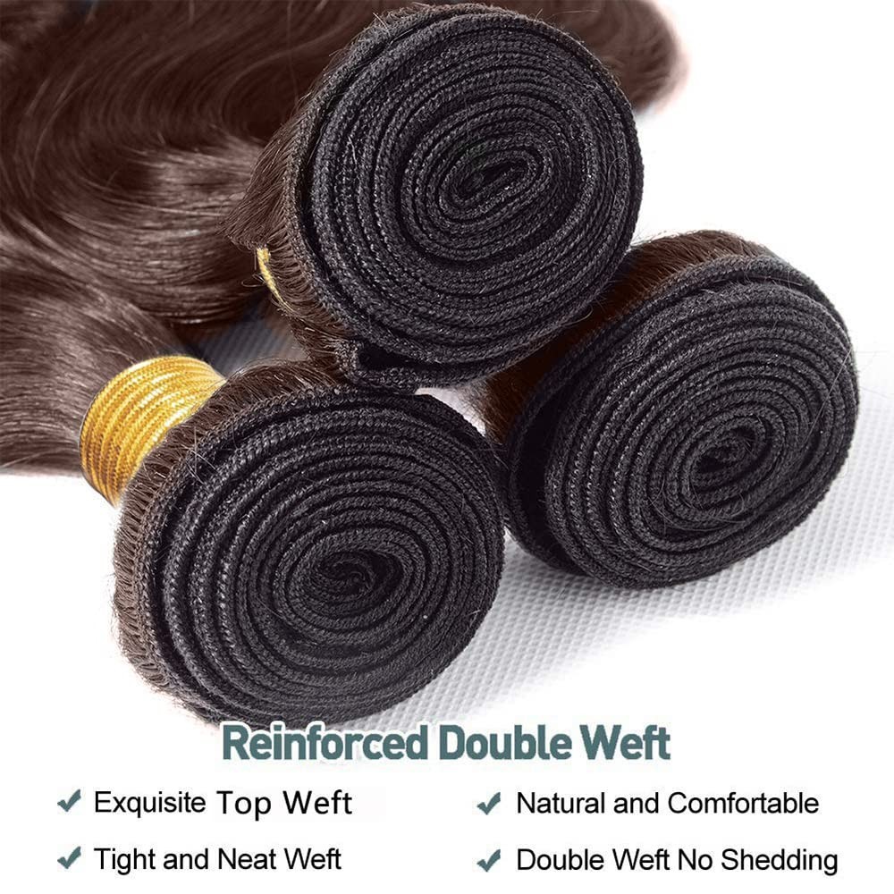 Brown Water Wave Human Hair Bundles 22-26 Inch Wet & Wavy Chocolate Brown 300g