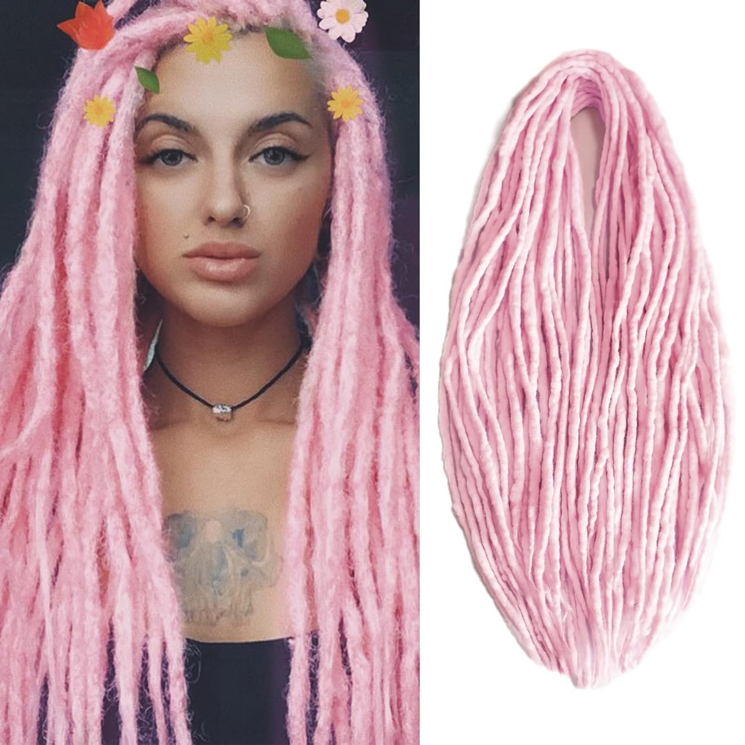 22″ Wool Double Ended Dreadlock Extensions – 15 Strands Mixed Brown Hippie Style
