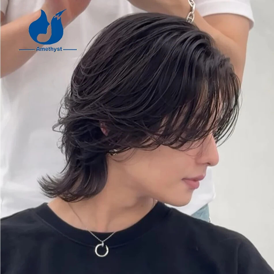 Layered Male 13×6 Lace Front Wig Brazilian Remy Human Hair Mullet Wave For Men