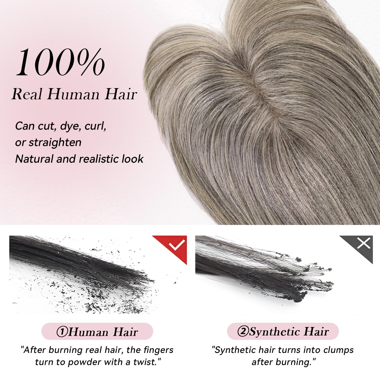 Emmor 10 Inch Real Human Topper For – Lace Base 3 Non-Slip Clips 4.5 X 3