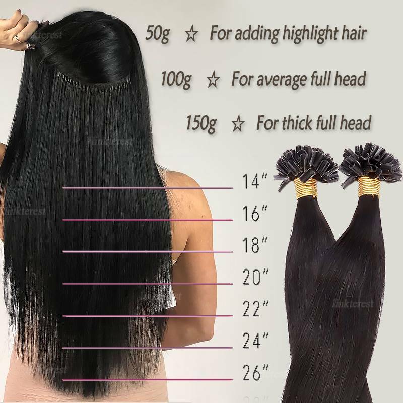 AAAAA Indian Keratin 1g/s Nail U Tip Per Bonded Real Remy Human Hair Extensions