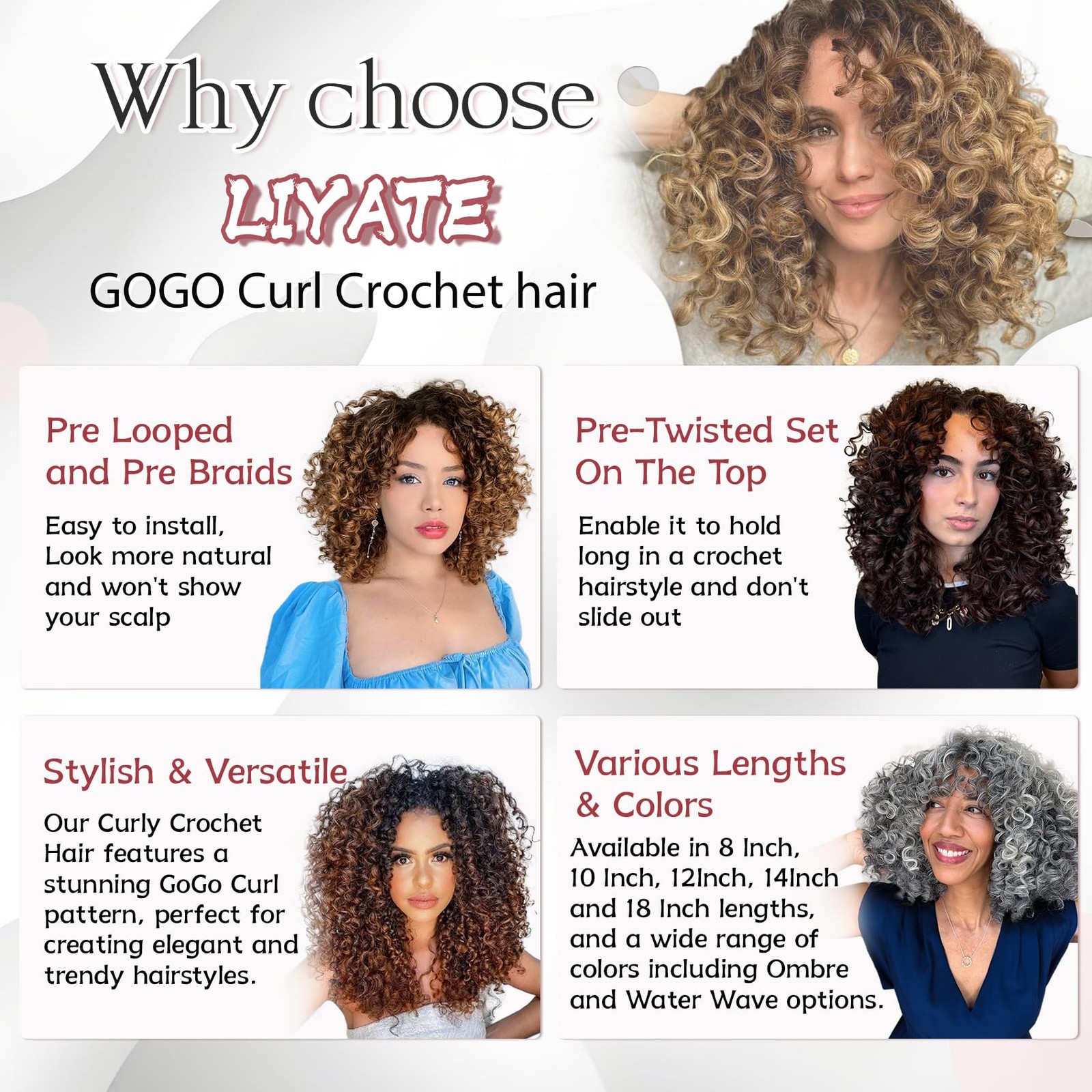 7 Packs Gogo Curl Grey Crochet Hair for 8 Inch Pre-Twisted Curly Crochet Hair…