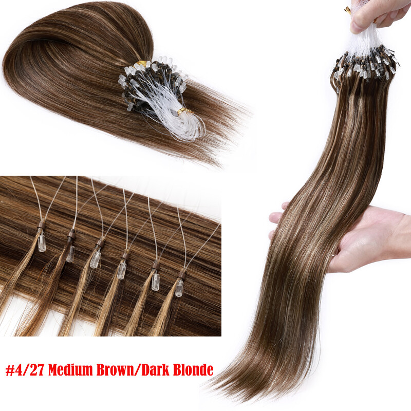 150g Real Thick Micro Ring Human Hair Extensions Loop Microlink Beads Tip 0.5/1g