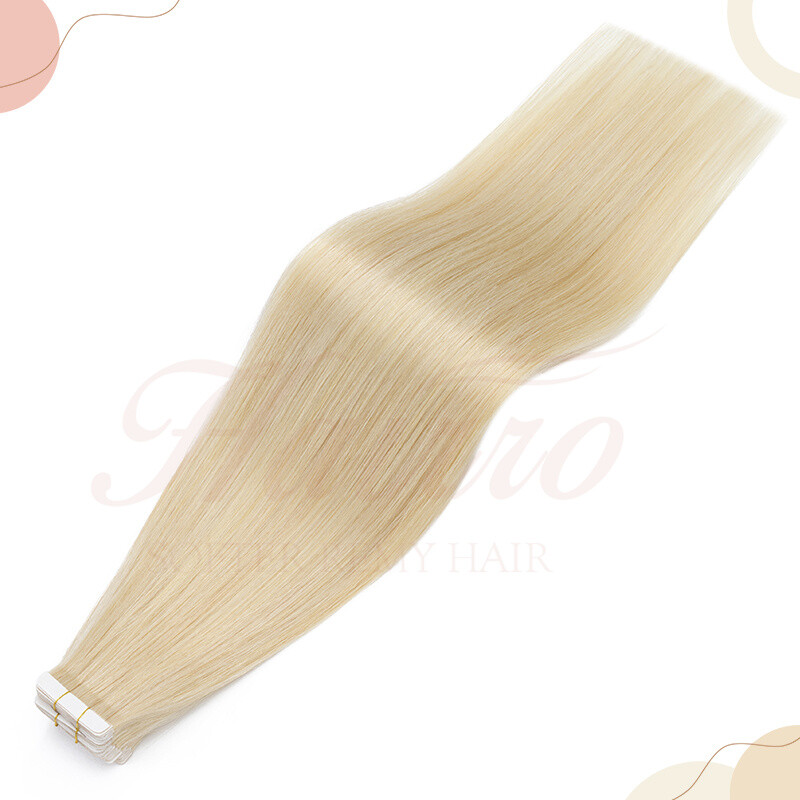 Blonde Tape In Human Hair Extensions 100% Real Remy Hair Double Drawn Thick End
