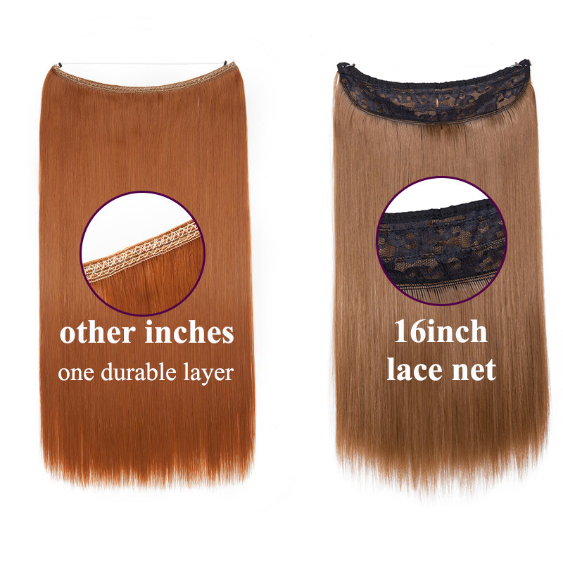 US Long Wire In Hair Extension One Piece Invisible Real Natural Fake Hairpieces