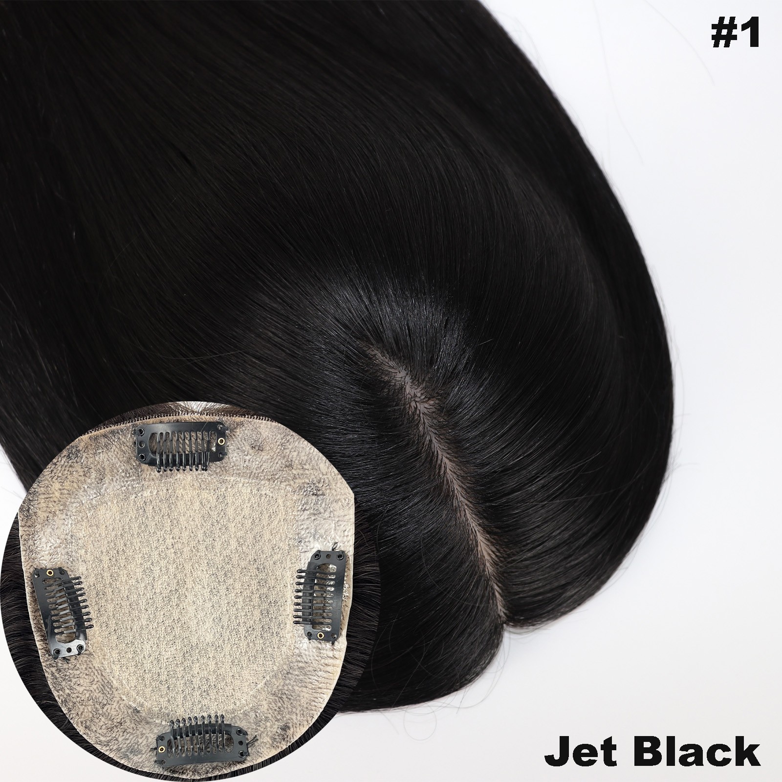 150% Desnity Wavy #1b Black Silk Base Topper 15x16cm Real Human Hair For Woman