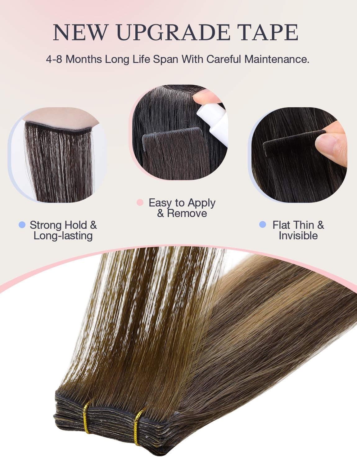 Doores Invisi Edge Tape In Hair Extensions Human Hair Chocolate Brown To