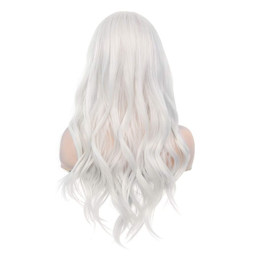 Cream White Wigs for Women Long Curly Wavy Synthetic Hair Wig Natural Middle …