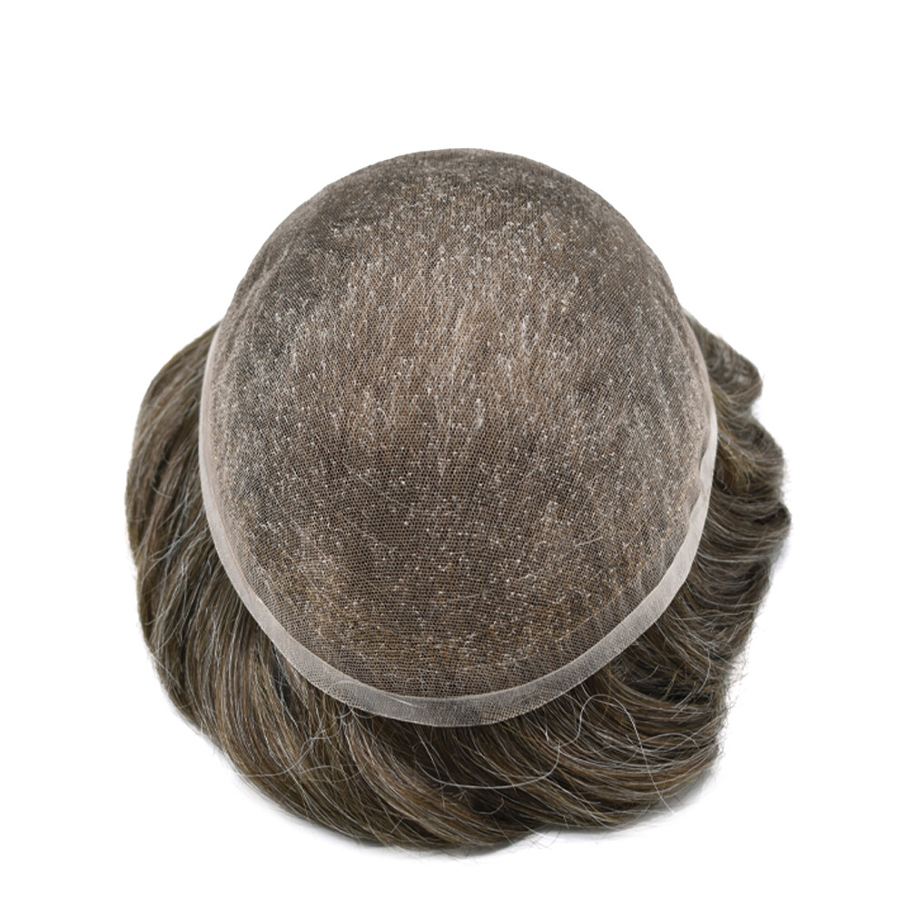 Mens Toupee Hair Piece System All French Lace Hair Replacement Unit Wig for Men