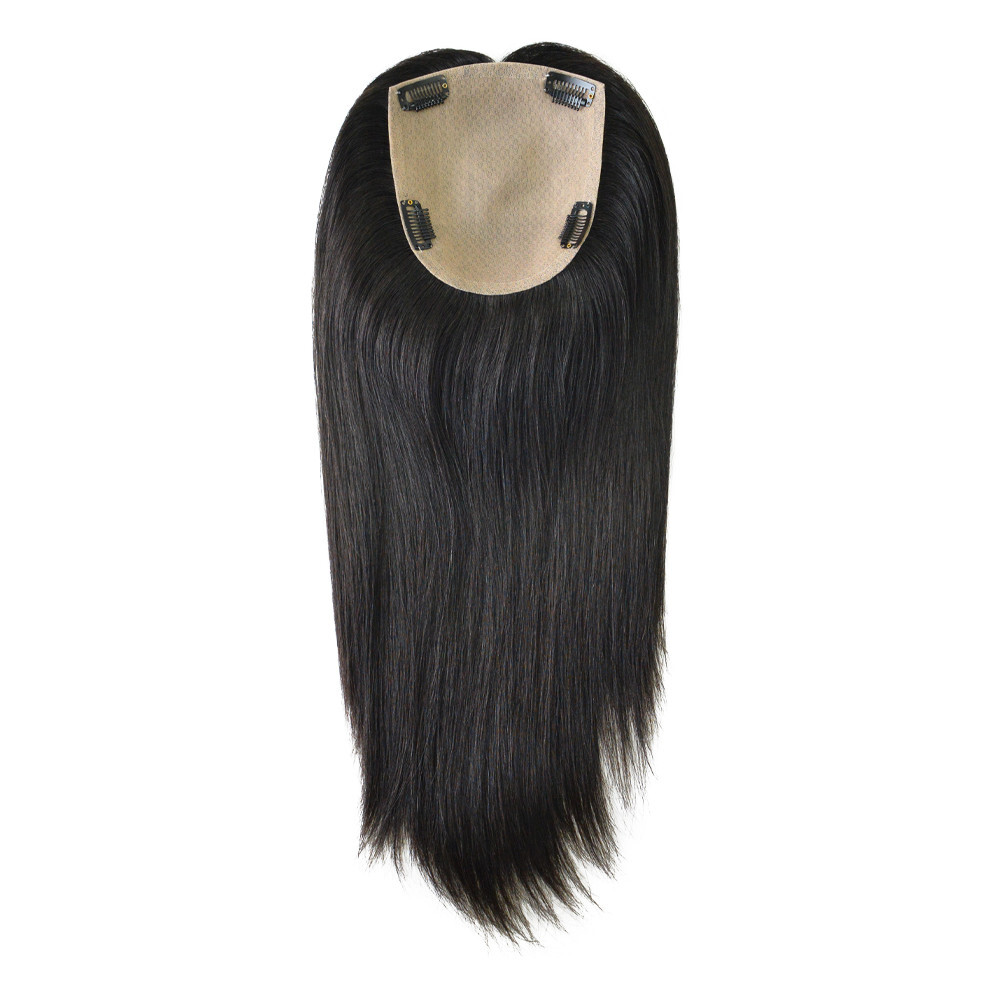 Women Topper Cuticle Remy Hair Silk Top Pieces Long Human Hair 15” TP34