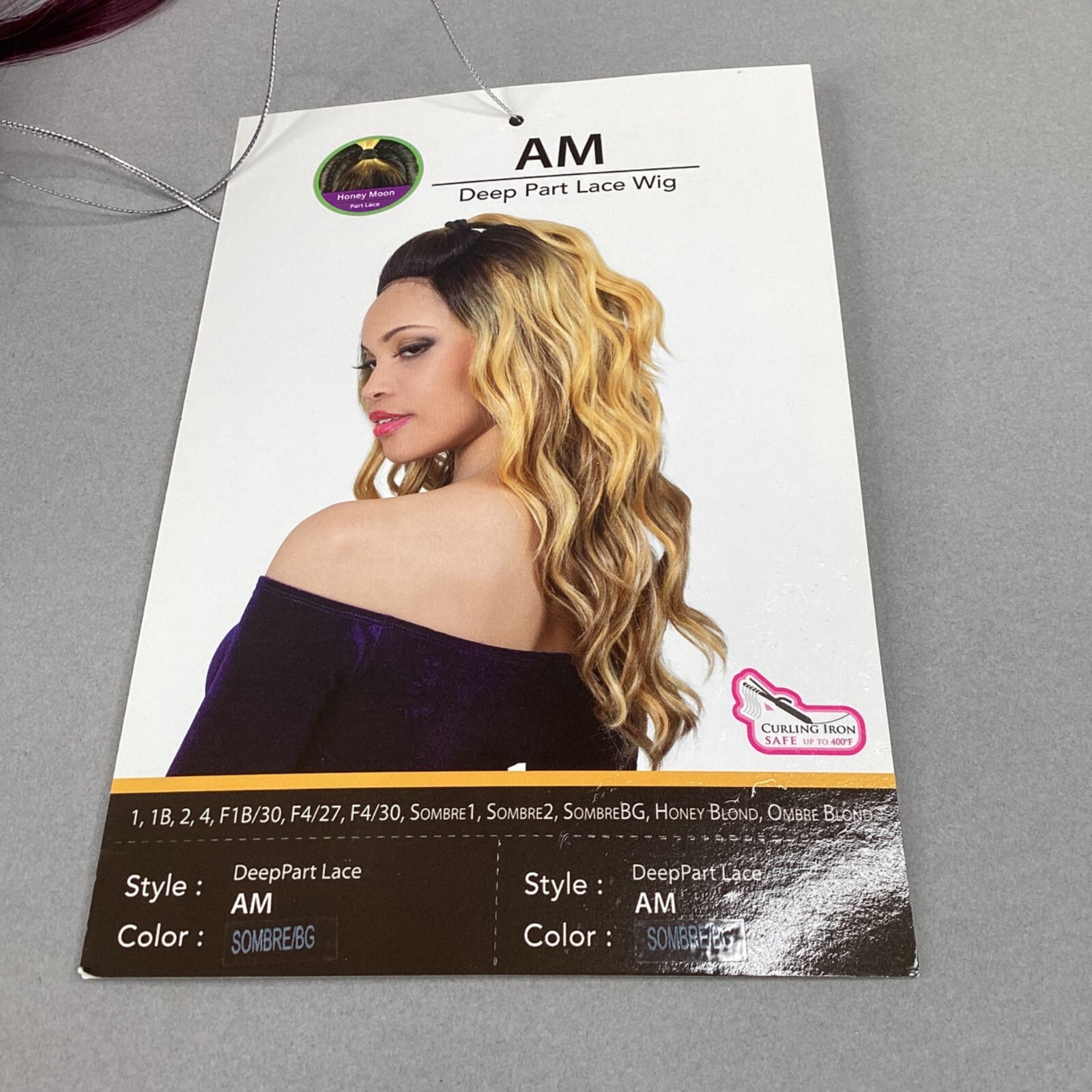 AM Deep Lace Front U-Part Ombre Burgundy Wig Top Pony Ponytail Synthetic