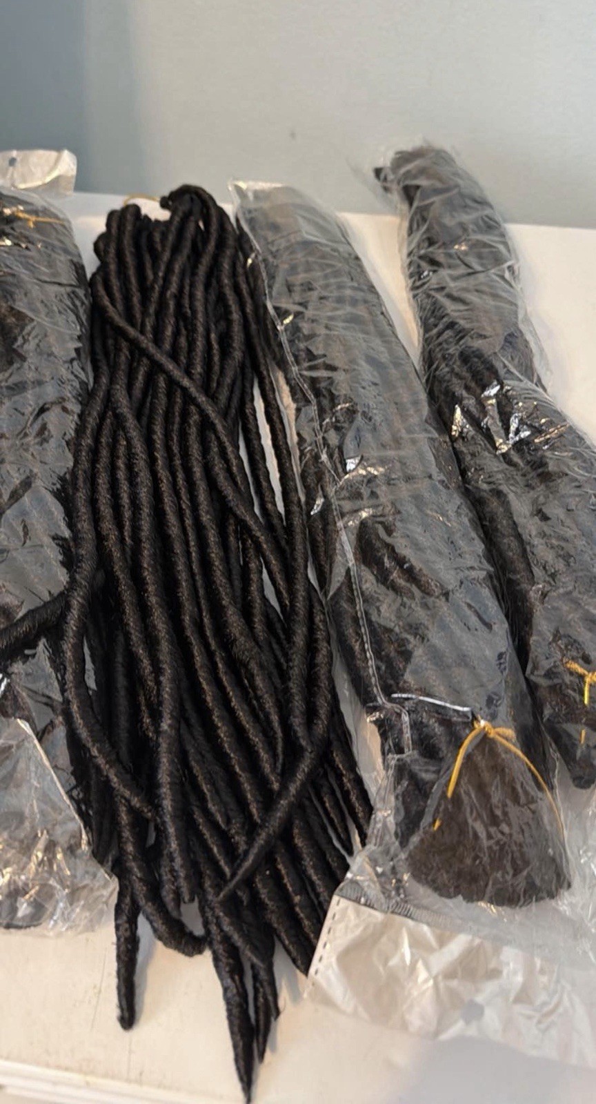 Black Synthetic Pre-Looped Curly Dreadlock Hair Extensions 21-30in for Women