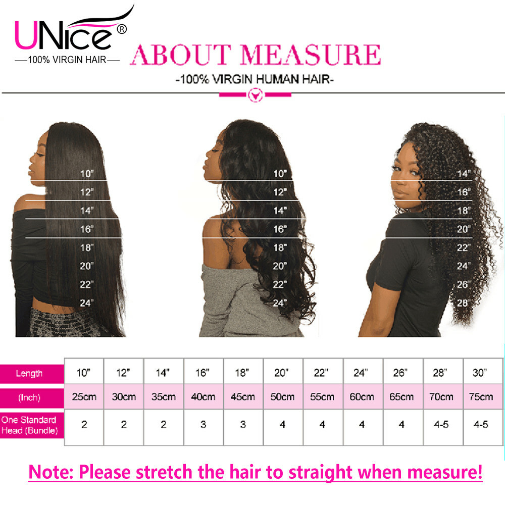 UNice Cambodian Body Wave 4 Bundles Human Hair Extension with Lace Closure Weave