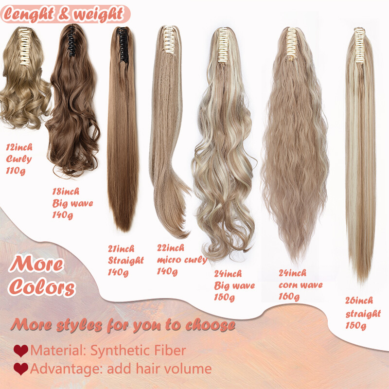 Long Claw On Clip Ponytail Real As Human Natural Wavy Pony Tail Hair Extension