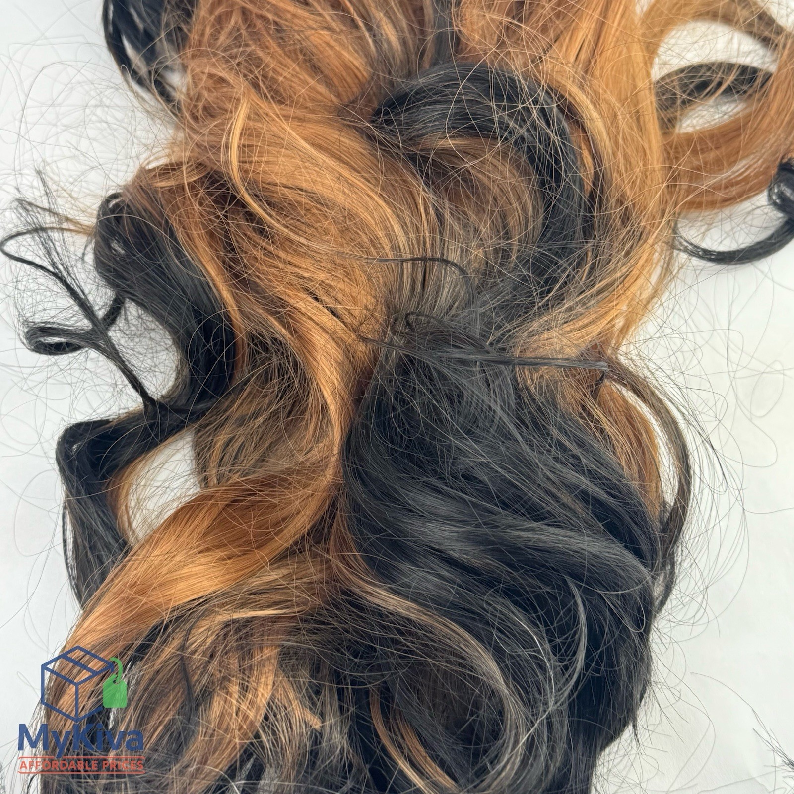 Wavy Curly Wig Ombre Auburn Black Long Hair Clip In Cap Costume Cosplay