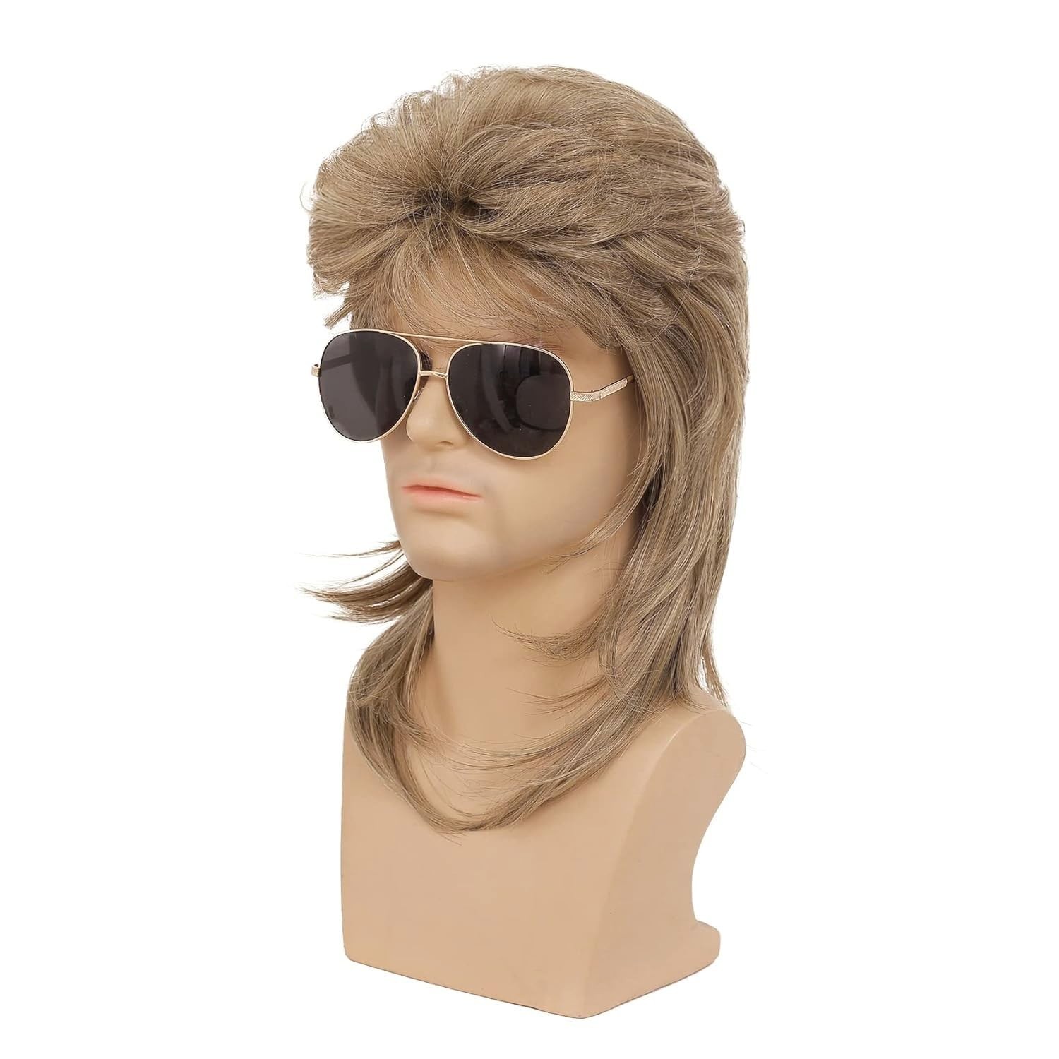 Stylish Light Brown Mullet Wig for Men – Ideal for 70s 80s Fancy Dress Parties